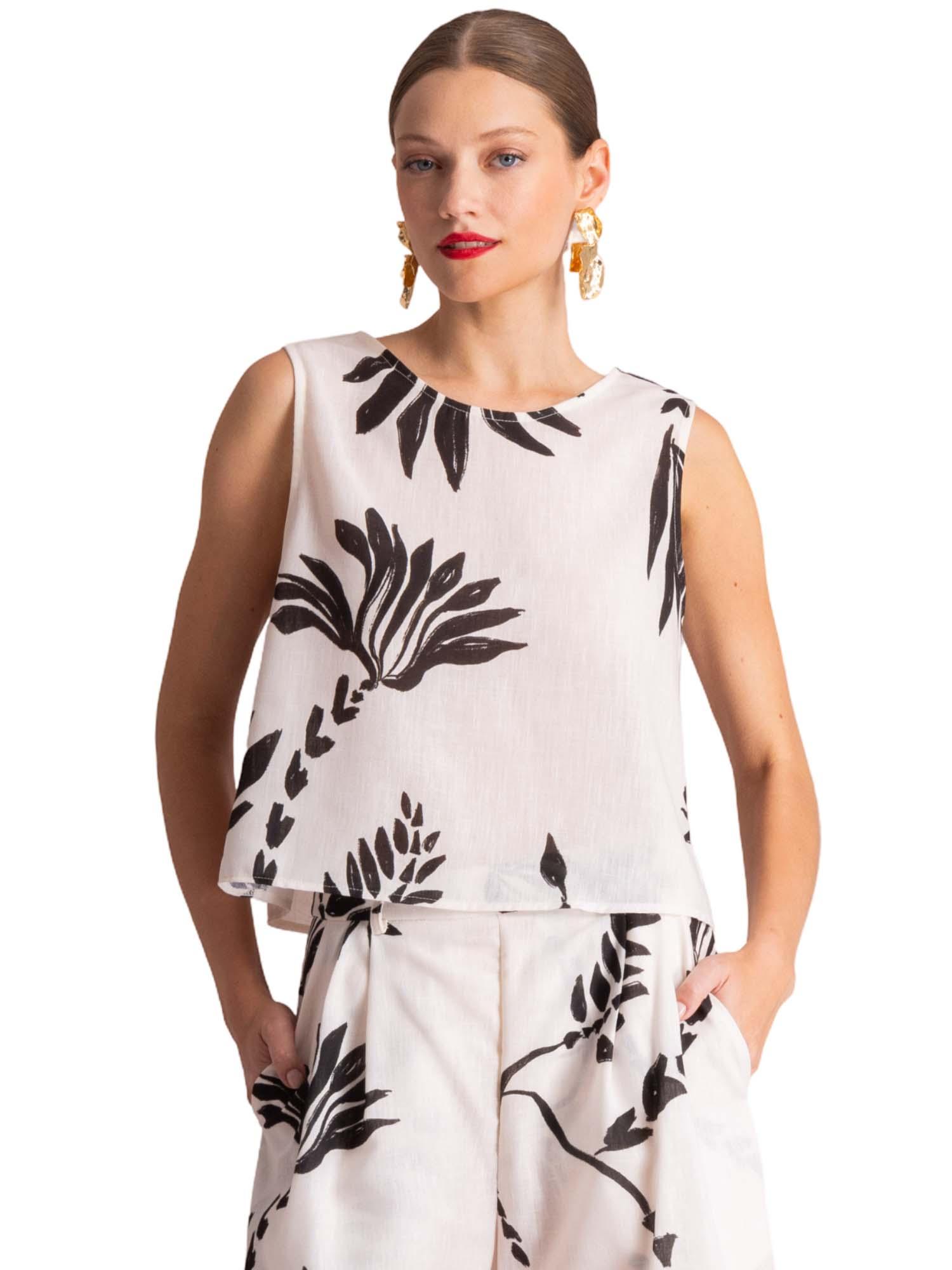 5205861724057.1 Αμάνικη μπλούζα με floral print - Image 1