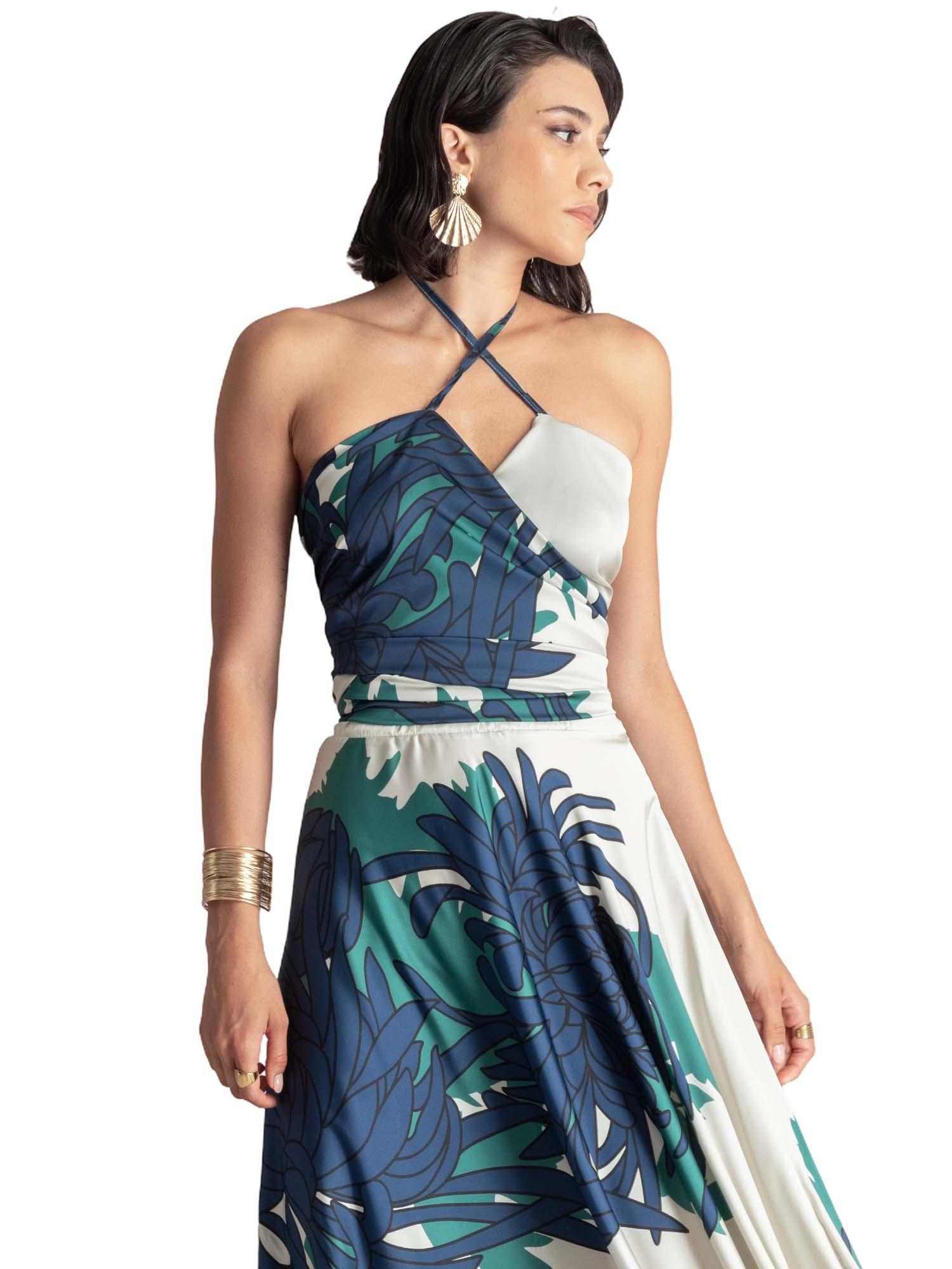 5205861725962.1 Halter τοπ με floral print και δέσιμο - Image 1