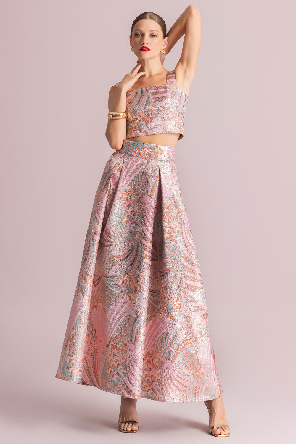 5205861730348_photo5 Σετ crop top και μάξι φούστα με jacquard print - Image 1