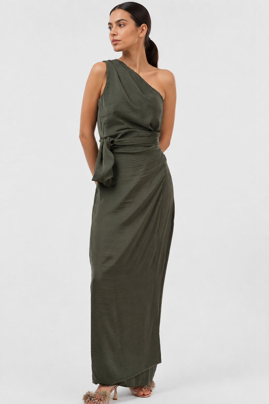 609a04d9-15a6-44a4-b86c-3030d2b379f0 Μάξι φόρεμα one shoulder με ζώνη - Image 1
