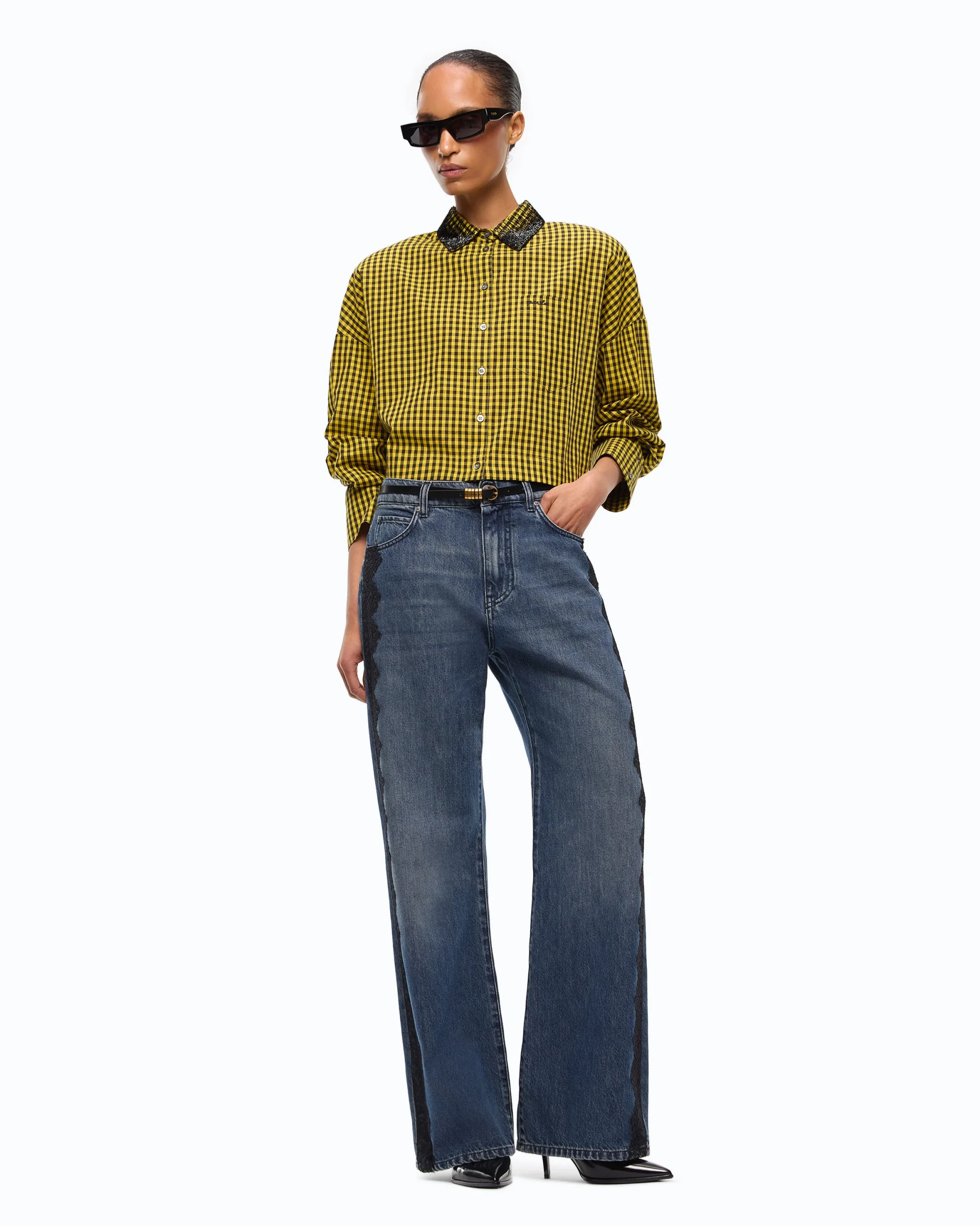 101733A3G8PJZ01101_1 Τζιν Wanda wide-leg με λωρίδα από δαντέλα - Image 1