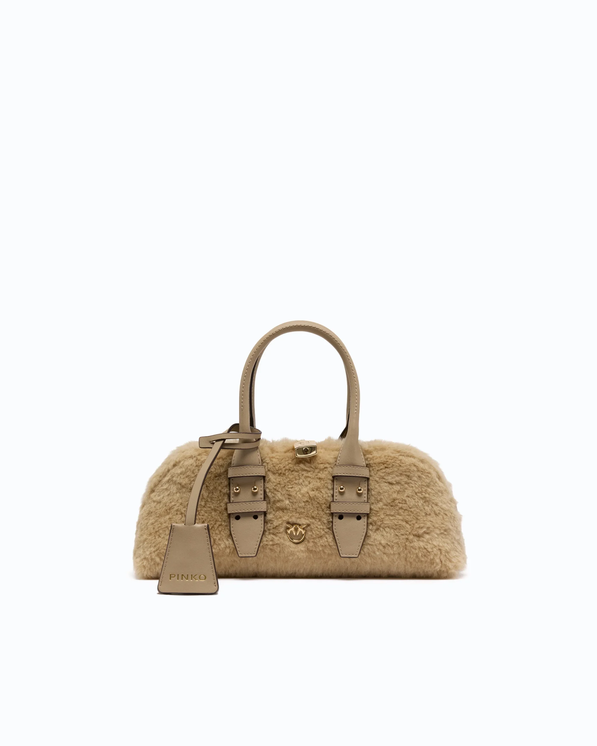 105334A3O9C97Y00001_1 Μικρή τσάντα χειρός Escape Bag Horizontal με όψη teddy και δερμάτινες λεπτομέρειες - Image 1
