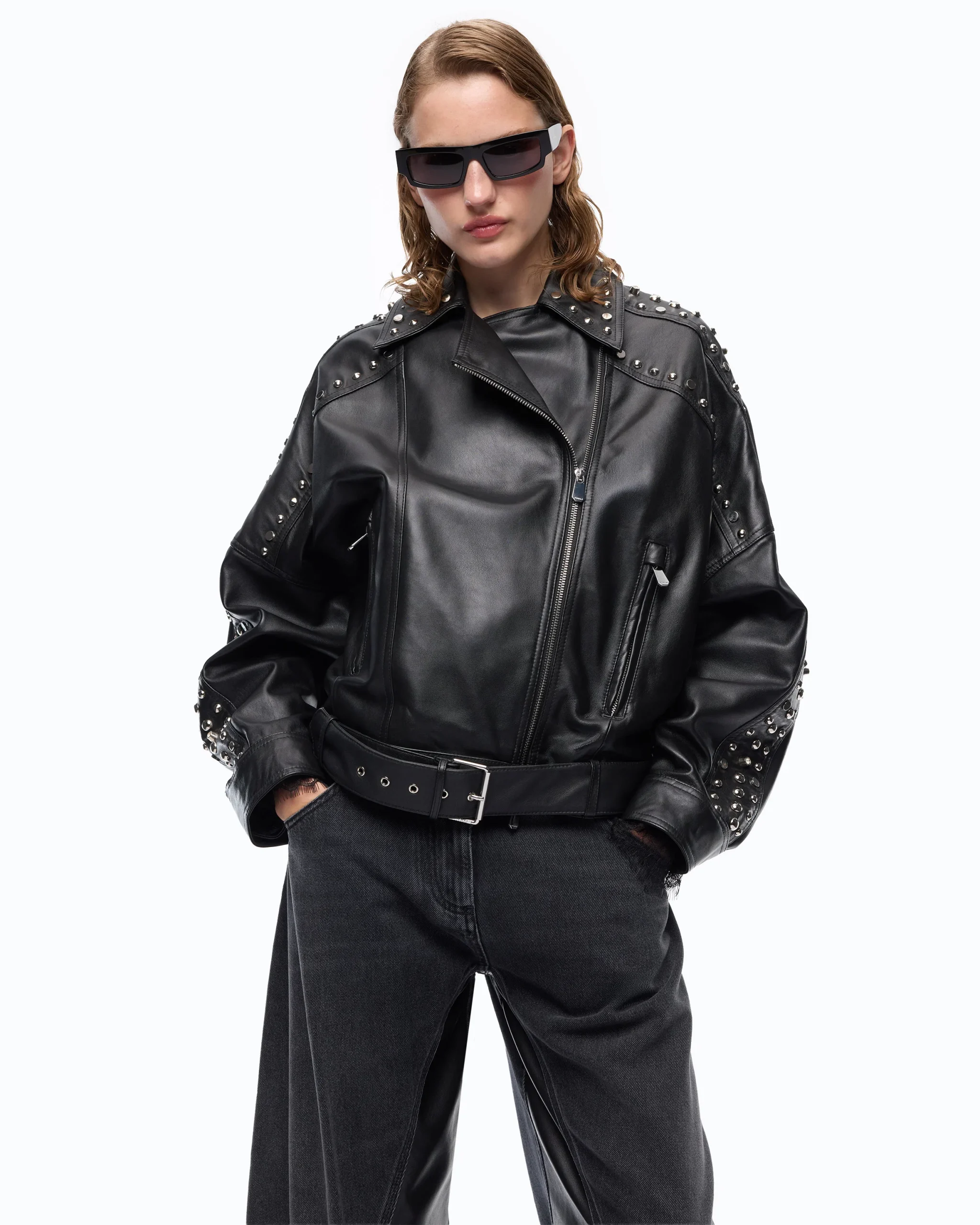 107164A3EBZ9900101_1 Camelia biker jacket από δέρμα nappa με τρουκς - Image 1